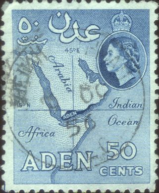 Aden (Colonia Britanica) - 1953 - QEII Mapa de Aden - 50C
