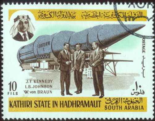 Aden Kathiri de Seiyun (Protetorado Britanico) - 1967 - Programa Espacial e JFK - Saturn I Kennedy Johnson Von Braun - 10F