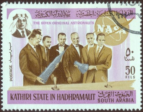 Aden Kathiri de Seiyun (Protetorado Britanico) - 1967 - Programa Espacial e JFK - Sete Astronautas - 50F