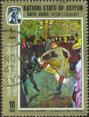 Aden Kathiri de Seiyun (Protetorado Britanico) - 1967 - Pinturas Toulouse-Lautrec Moulin Rouge - 10Fils