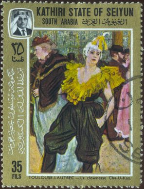 Aden Kathiri de Seiyun (Protetorado Britanico) - 1967 - Pinturas Toulouse-Lautrec Clownesse Cha-U-Kao - 35Fils