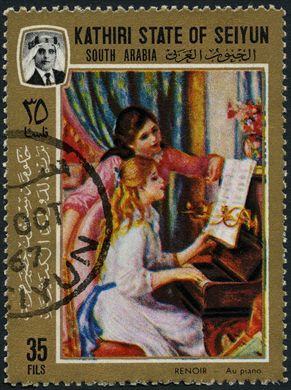 Aden Kathiri de Seiyun (Protetorado Britanico) - 1967 - Pinturas Renoir Au Piano - 35Fils