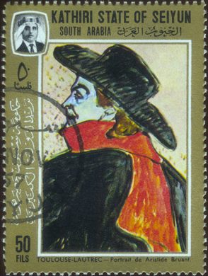 Aden Kathiri de Seiyun (Protetorado Britanico) - 1967 - Pinturas Toulouse-Lautrec Aristide Bruant - 50Fils