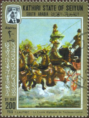 Aden Kathiri de Seiyun (Protetorado Britanico) - 1967 - Pinturas Toulouse-Lautrec Comte Alphonse Aereo - 200Fils