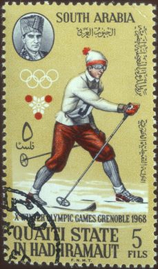Aden Quaiti de Shihr e Mukalla (Protetorado Britanico) - 1967 - Olimpiadas Inverno Grenoble 1968 Esqui Fundo - 5Fils