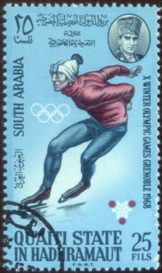 Aden Quaiti de Shihr e Mukalla (Protetorado Britanico) - 1967 - Olimpiadas Inverno Grenoble 1968 Patinagem Velocidade - 25Fils
