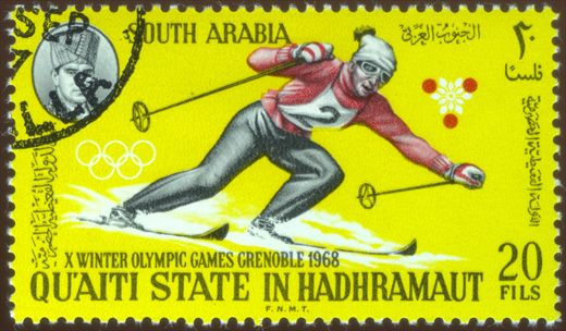 Aden Quaiti de Shihr e Mukalla (Protetorado Britanico) - 1967 - Olimpiadas Inverno Grenoble 1968 Esqui Alpino - 20Fils