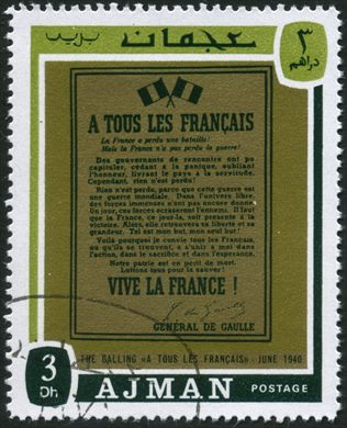 Ajman - 1971 - De Gaulle - Apelo 18 Junho 1940 - 3Dh