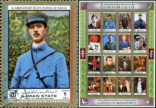 Ajman - 1971 - De Gaulle e Napoleao - De Gaulle Oficial - 20Dh