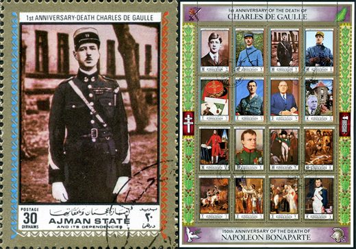 Ajman - 1971 - De Gaulle e Napoleao - De Gaulle Uniforme - 30Dh