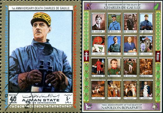 Ajman - 1971 - De Gaulle e Napoleao - De Gaulle Binoculos - 40Dh