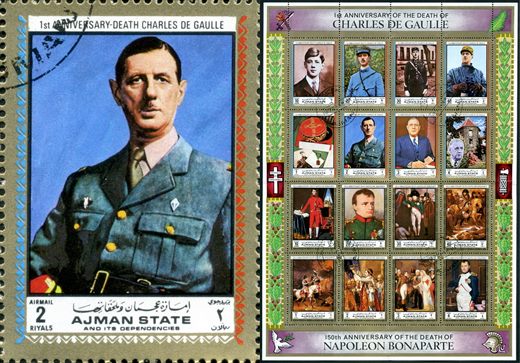 Ajman - 1971 - De Gaulle e Napoleao - De Gaulle General - 2R