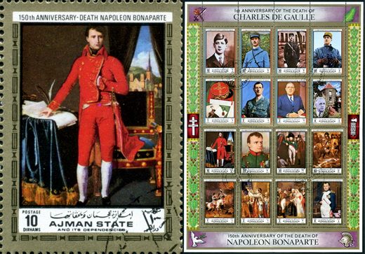 Ajman - 1971 - De Gaulle e Napoleao - Napoleao Primeiro Consul - 10Dh