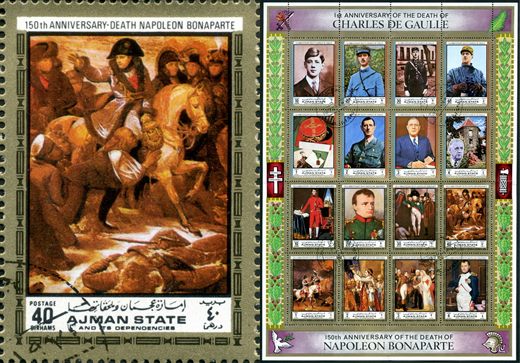 Ajman - 1971 - De Gaulle e Napoleao - Retirada da Russia - 40Dh
