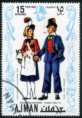 Ajman - 1971 - Fardas Napoleonicas Cantiniere Infantaria Ligeira e Marinha Imperial - 15Dh