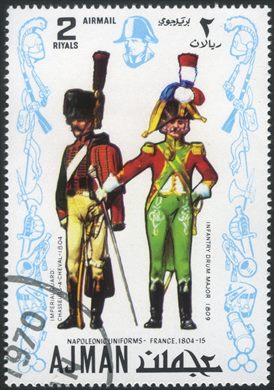Ajman - 1971 - Fardas Napoleonicas Guarda Imperial Chasseurs a Cheval e Tambor-mor - 2R