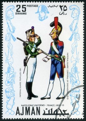 Ajman - 1971 - Fardas Napoleonicas Guarda Imperial Pupilles e Cabo de Engenheiros - 25Dh