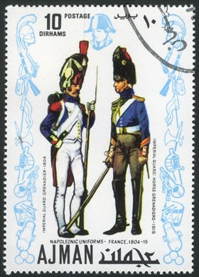 Ajman - 1971 - Fardas Napoleonicas Guarda Imperial Granadeiros e Granadeiros a Cavalo - 10Dh