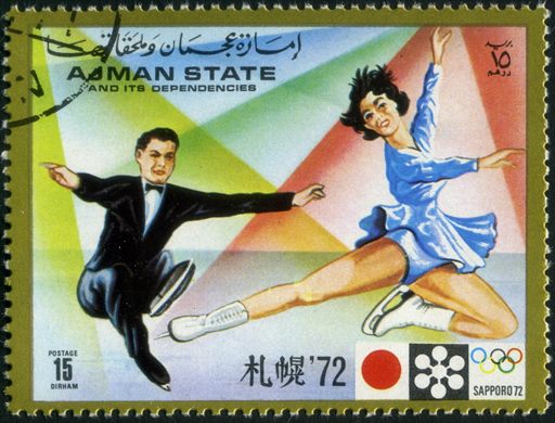 Ajman - 1971 - JO Inverno Sapporo 1972 Patinagem Artistica - 15Dh