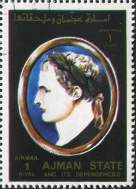 Ajman - 1971 - Napoleao - Perfil com Coroa de Louros - 1R