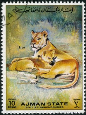 Ajman - 1972 - Fauna com Crias - 10Dh