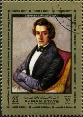 Ajman - 1972 - Chopin - Retrato por Wodzinska - 25Dh