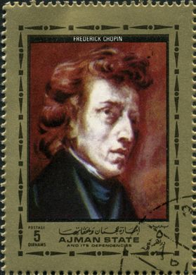 Ajman - 1972 - Chopin - Retrato - 5Dh