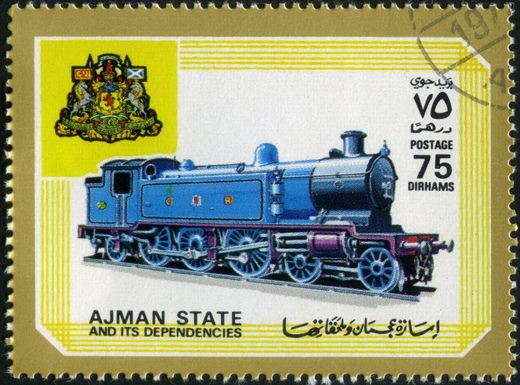 Ajman - 1972 - Comboios - Locomotiva GNSR - 75Dh