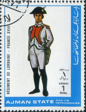 Ajman - 1972 - Fardas Militares Regimento de Lorraine Franca XVIII - 1R