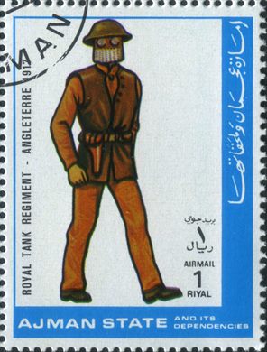 Ajman - 1972 - Fardas Militares Royal Tank Regiment Inglaterra 1917 - 1R