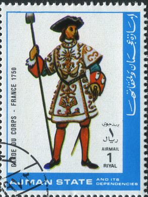 Ajman - 1972 - Fardas Militares Garde du Corps Franca 1750 - 1R