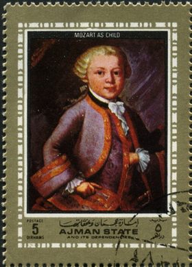 Ajman - 1972 - Mozart - Mozart Crianca - 5Dh