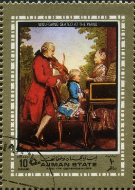 Ajman - 1972 - Mozart - Wolfgang ao Piano - 10Dh