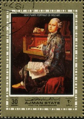 Ajman - 1972 - Mozart - Retrato Imaginario Mozart - 30Dh