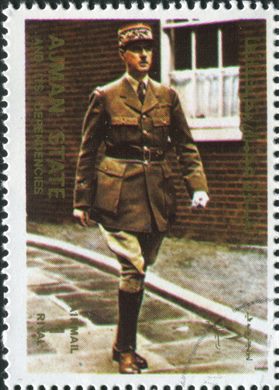 Ajman - 1972 - Personalidades Politicas - De Gaulle em Uniforme - 1R