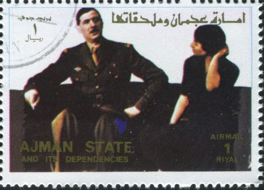 Ajman - 1972 - Personalidades Politicas - De Gaulle e Yvonne - 1R