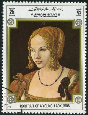 Ajman - 1972 - Durer - Retrato de Jovem Senhora 1505 - 25Dh