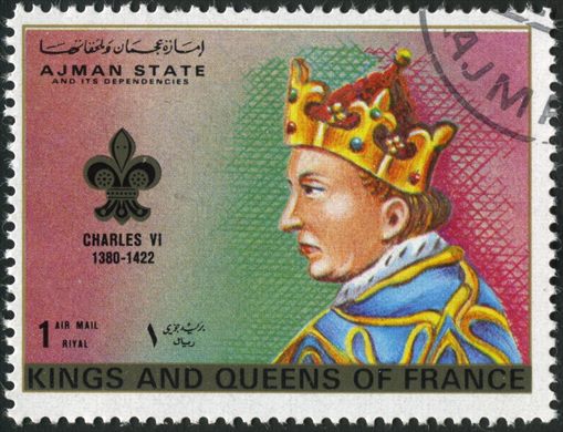 Ajman - 1972 - Reis e Rainhas de Franca - Carlos VI - 1R