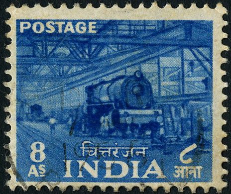 India - 1955 - Plano Quinquenal Locomotiva de Chittaranjan - 8As