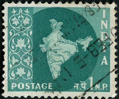 India - 1957 - Mapa da India - 1NP