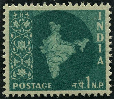 India - 1957 - Mapa da India - 1NP