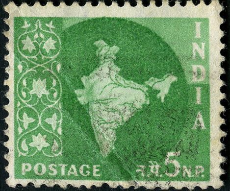 India - 1957 - Mapa da India - 5NP