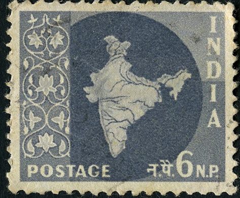 India - 1957 - Mapa da India - 6NP