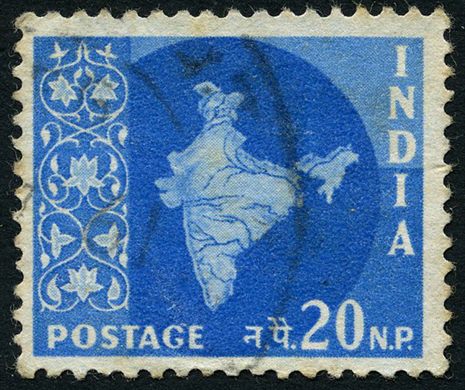 India - 1957 - Mapa da India - 20NP