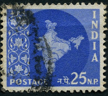India - 1957 - Mapa da India - 25NP