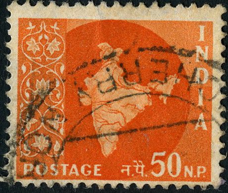India - 1957 - Mapa da India - 50NP