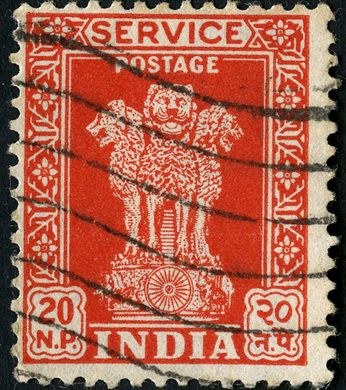 India - 1957 - Servico Capitel de Asoka - 20NP