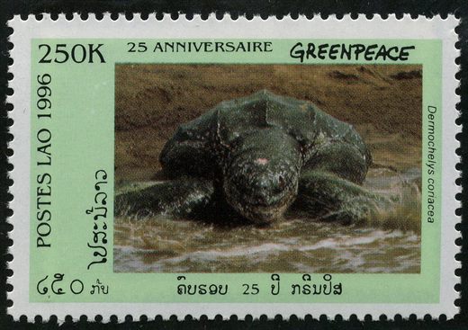 Laos - 1996 - 25 Aniversario Greenpeace - Dermochelys Coriacea - 250K