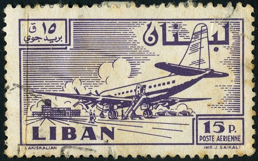 Libano - 1953 - Correio Aereo - Aviao - 15Pia