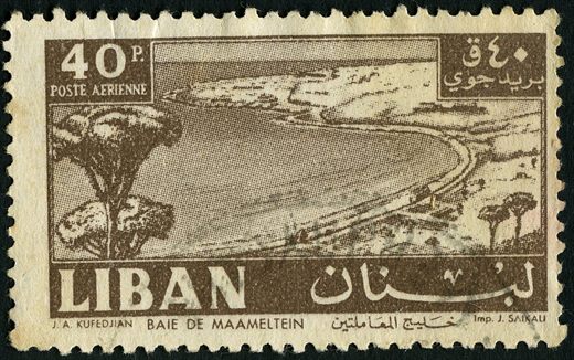 Libano - 1953 - Correio Aereo - Baia de Maameltein - 40Pia